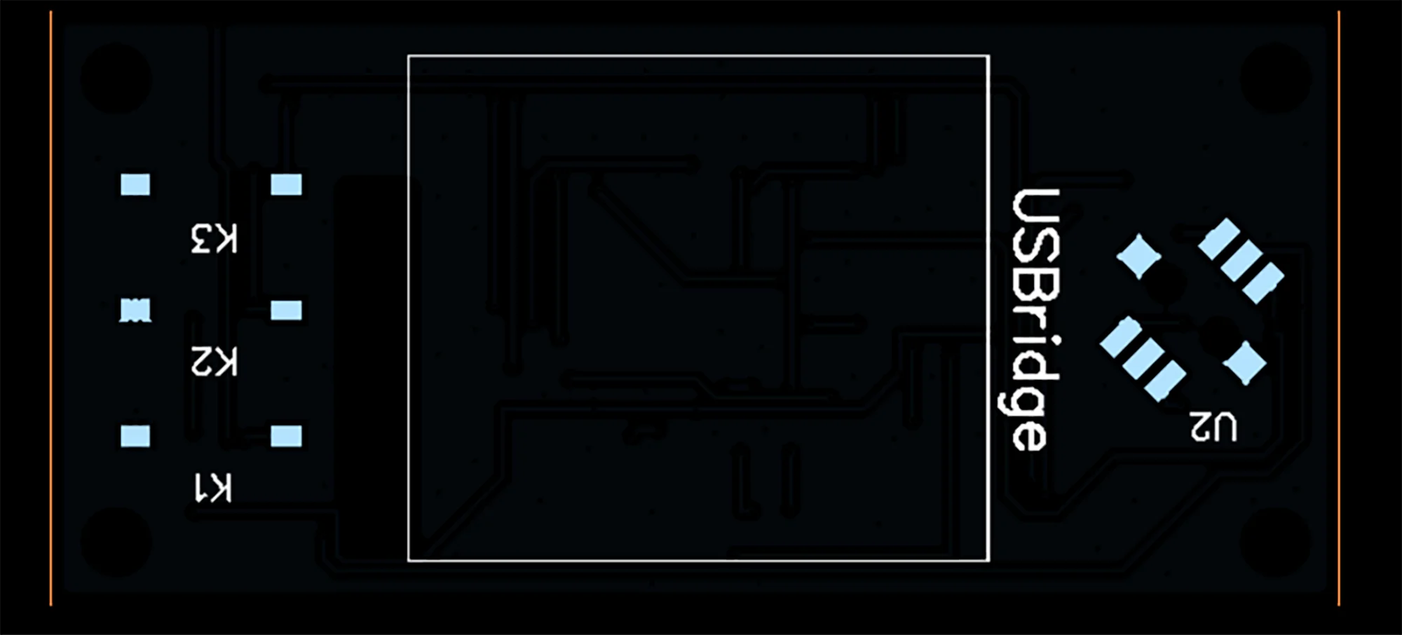 USBridge display module PCB rendering detailing the 240x240 IPS panel hardware interface